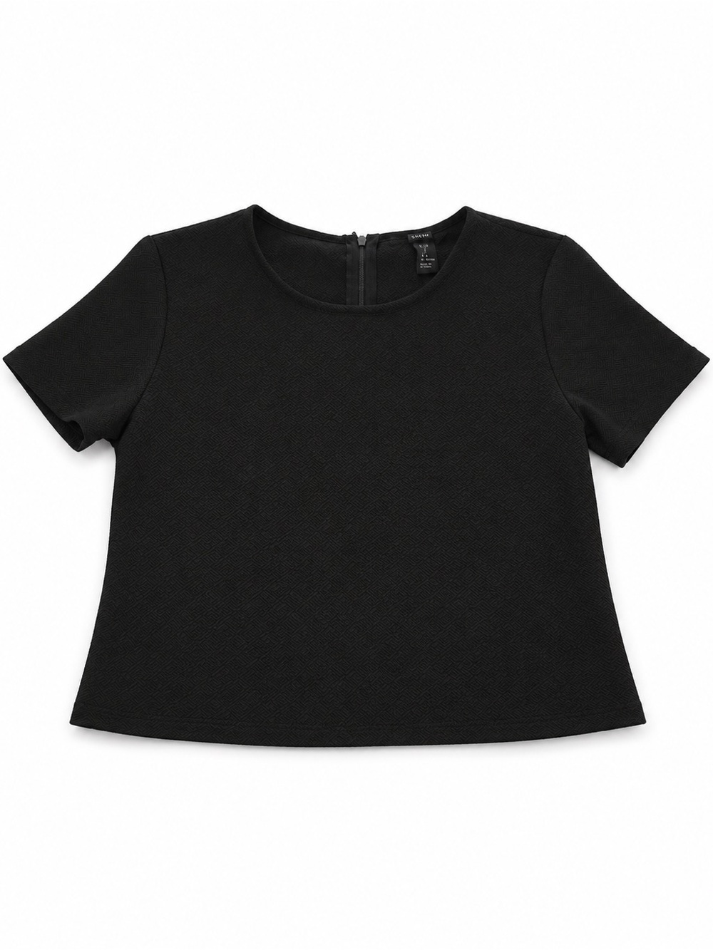 Forever 21 Textured Black Short Sleeve Top Size Large